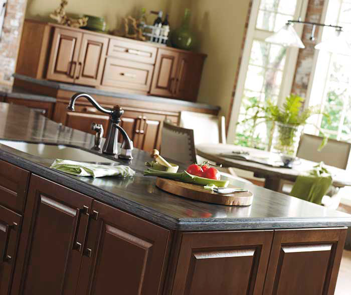 Dark Cherry kitchen cabinets by Kemper Cabinetry