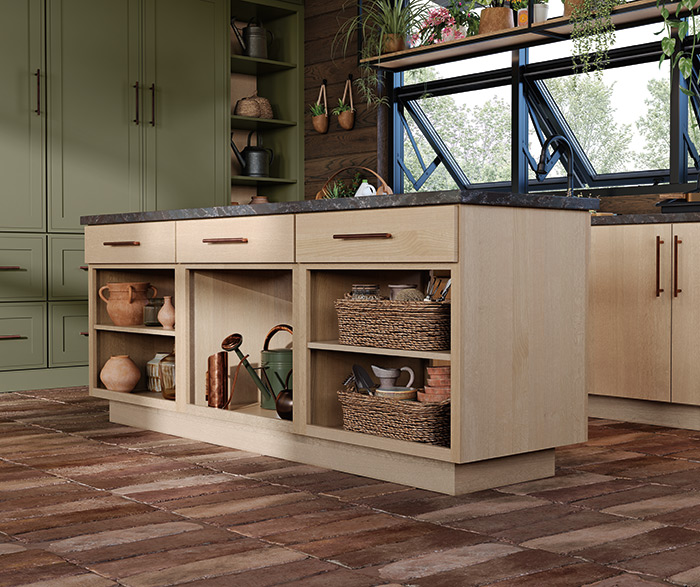 Mudroom Green and Quartersawn White Oak