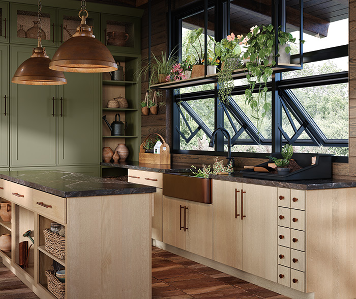 Mudroom Green and Quartersawn White Oak