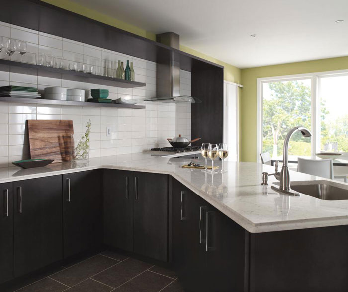 Dark gray kitchen cabinets by Kemper Cabinetry