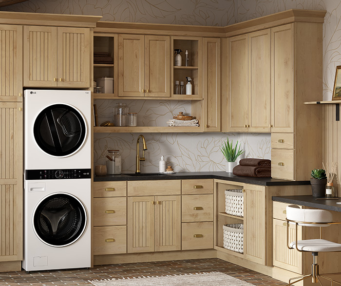 Elevate Your Home with a Sophisticated Dark Brown Office and Laundry Room