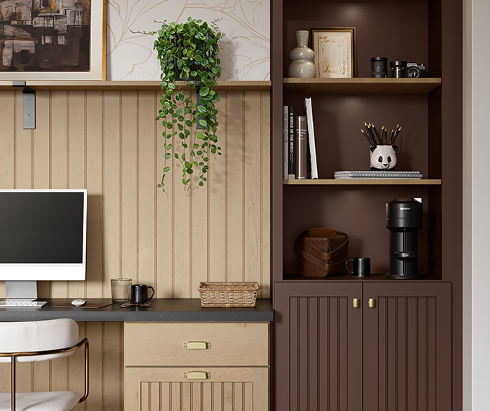 Elevate Your Home with a Sophisticated Dark Brown Office and Laundry Room