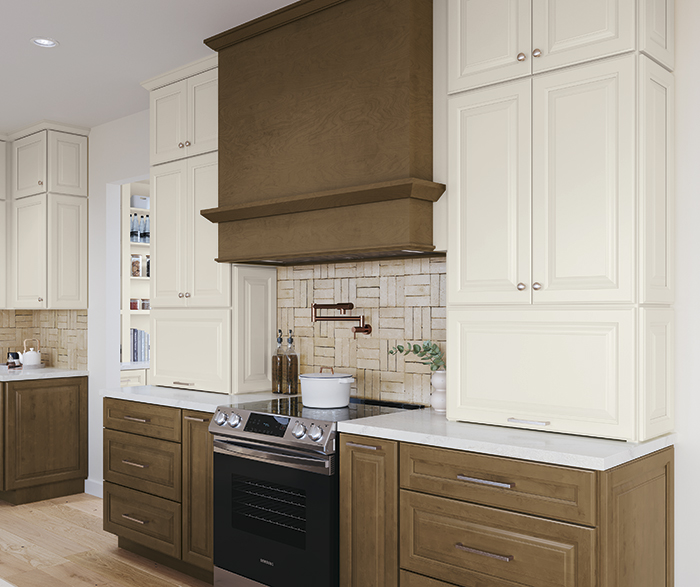 Stained and Painted Cabinets in Transitional Kitchen